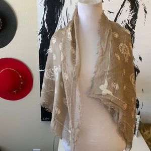 Alexander McQueen Skull Butterfly Fringed Edge Scarf. One Size